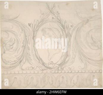 Arte ispirata da ornamento con ritratto di profilo, ca. 1780–1820, grafite, foglio: 7 1/4 x 8 5/16 pollici (18,4 x 21,1 cm), disegni, Anonimo, tedesco, 19th secolo, Opere classiche modernizzate da Artotop con un tocco di modernità. Forme, colore e valore, impatto visivo accattivante sulle emozioni artistiche attraverso la libertà delle opere d'arte in modo contemporaneo. Un messaggio senza tempo che persegue una nuova direzione selvaggiamente creativa. Artisti che si rivolgono al supporto digitale e creano l'NFT Artotop Foto Stock