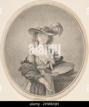 Arte ispirata da Ritratto di Vigée-Lebrun, incisione, immagine: 3 1/4 x 2 13/16 pollici. (8,2 x 7,2 cm), ovale, stampe, Jean Philippe Guy le Gentil, comte de Paroy (francese, 1750–1824), dopo Élisabeth Louise Vigée le Brun (francese, Parigi 1755–1842 Parigi, opere classiche modernizzate da Artotop con un tuffo di modernità. Forme, colore e valore, impatto visivo accattivante sulle emozioni artistiche attraverso la libertà delle opere d'arte in modo contemporaneo. Un messaggio senza tempo che persegue una nuova direzione selvaggiamente creativa. Artisti che si rivolgono al supporto digitale e creano l'NFT Artotop Foto Stock