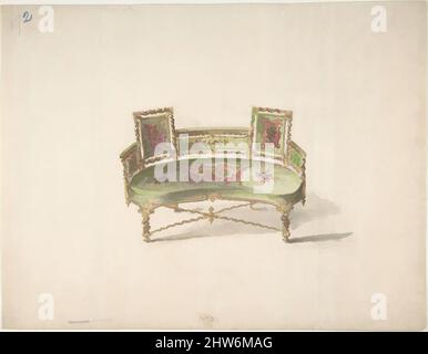 Art Inspired by Design for a Curve-backed settee, inizio 19th secolo, Ink, acquerello e lavaggio, foglio: 9 1/16 x 12 poll. (23 x 30,5 cm), Anonymous, British, 19th secolo, opere classiche modernizzate da Artotop con un tuffo di modernità. Forme, colore e valore, impatto visivo accattivante sulle emozioni artistiche attraverso la libertà delle opere d'arte in modo contemporaneo. Un messaggio senza tempo che persegue una nuova direzione selvaggiamente creativa. Artisti che si rivolgono al supporto digitale e creano l'NFT Artotop Foto Stock