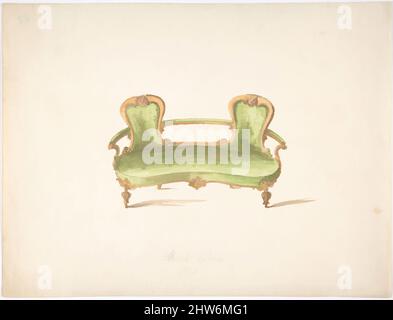 Arte ispirata da Design for Albert settee, inizio 19th secolo, inchiostro, acquerello e lavaggio, foglio: 8 15/16 x 11 13/16 pollici (22,7 x 30 cm), Anonymous, British, 19th secolo, opere classiche modernizzate da Artotop con un tuffo di modernità. Forme, colore e valore, impatto visivo accattivante sulle emozioni artistiche attraverso la libertà delle opere d'arte in modo contemporaneo. Un messaggio senza tempo che persegue una nuova direzione selvaggiamente creativa. Artisti che si rivolgono al supporto digitale e creano l'NFT Artotop Foto Stock