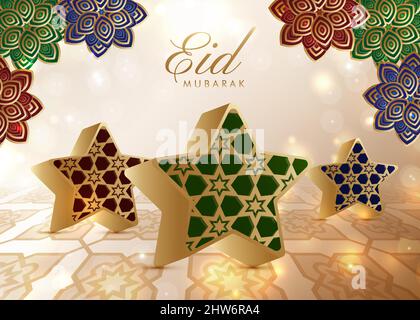 EID mubarak, Happy Eid al adha, Eid al fitr calligraphy biglietto d'auguri poster banner design vettoriale Illustrazione Vettoriale