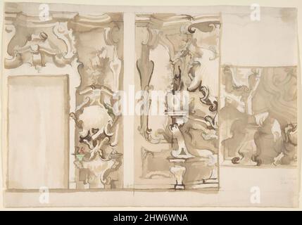 Art Inspired by Design for Wall Elevation and Ceiling, 1740–50, penna, pennello e inchiostro marrone, 7-5/8 x 11 pollici, disegni, Anonimo, italiano, 18th secolo, Opere classiche modernizzate da Artotop con un tocco di modernità. Forme, colore e valore, impatto visivo accattivante sulle emozioni artistiche attraverso la libertà delle opere d'arte in modo contemporaneo. Un messaggio senza tempo che persegue una nuova direzione selvaggiamente creativa. Artisti che si rivolgono al supporto digitale e creano l'NFT Artotop Foto Stock