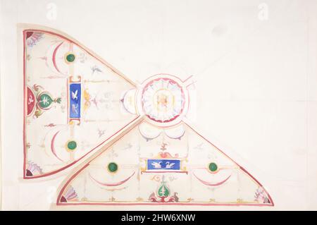 Art Inspired by Design for a painted Ceiling, 1825–75, Watercolor, 6-3/8 x 9-3/8 in, drawings, Anonymous, Italian, 19th Century, Opere classiche modernizzate da Artotop con un tocco di modernità. Forme, colore e valore, impatto visivo accattivante sulle emozioni artistiche attraverso la libertà delle opere d'arte in modo contemporaneo. Un messaggio senza tempo che persegue una nuova direzione selvaggiamente creativa. Artisti che si rivolgono al supporto digitale e creano l'NFT Artotop Foto Stock