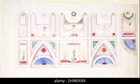 Art Inspired by Design for a painted Ceiling, 1825–75, Watercolor, 6-5/8 x 11-3/4 in, drawings, Anonymous, Italian, 19th Century, Opere classiche modernizzate da Artotop con un tocco di modernità. Forme, colore e valore, impatto visivo accattivante sulle emozioni artistiche attraverso la libertà delle opere d'arte in modo contemporaneo. Un messaggio senza tempo che persegue una nuova direzione selvaggiamente creativa. Artisti che si rivolgono al supporto digitale e creano l'NFT Artotop Foto Stock