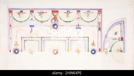 Art Inspired by Design for a painted Ceiling, 1825–75, Watercolor, 5-1/4 x 10-1/8 in, drawings, Anonymous, Italian, 19th Century, Opere classiche modernizzate da Artotop con un tocco di modernità. Forme, colore e valore, impatto visivo accattivante sulle emozioni artistiche attraverso la libertà delle opere d'arte in modo contemporaneo. Un messaggio senza tempo che persegue una nuova direzione selvaggiamente creativa. Artisti che si rivolgono al supporto digitale e creano l'NFT Artotop Foto Stock