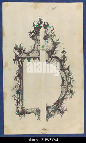 Arte ispirata a Pier Glass Frames, in Chippendale drawings, Vol. I, ca. 1753–54, inchiostro nero, inchiostro grigio, lavaggio grigio, foglio: 10 7/8 x 6 5/8 pollici (27,6 x 16,8 cm), Thomas Chippendale (britannico, battezzato Otley, West Yorkshire 1718–1779 Londra, opere classiche modernizzate da Artotop con un tuffo di modernità. Forme, colore e valore, impatto visivo accattivante sulle emozioni artistiche attraverso la libertà delle opere d'arte in modo contemporaneo. Un messaggio senza tempo che persegue una nuova direzione selvaggiamente creativa. Artisti che si rivolgono al supporto digitale e creano l'NFT Artotop Foto Stock