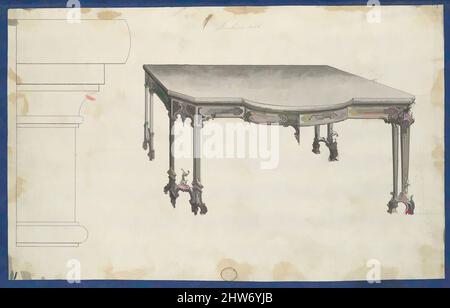 Arte ispirata a Sideboard Table, da Chippendale disegni, Vol. II, ca. 1753–54, inchiostro nero, lavaggio grigio, foglio: 8 5/8 x 13 5/8 pollici (21,8 x 34,6 cm), Thomas Chippendale (britannico, battezzato Otley, West Yorkshire 1718–1779 Londra, opere classiche modernizzate da Artotop con un tuffo di modernità. Forme, colore e valore, impatto visivo accattivante sulle emozioni artistiche attraverso la libertà delle opere d'arte in modo contemporaneo. Un messaggio senza tempo che persegue una nuova direzione selvaggiamente creativa. Artisti che si rivolgono al supporto digitale e creano l'NFT Artotop Foto Stock