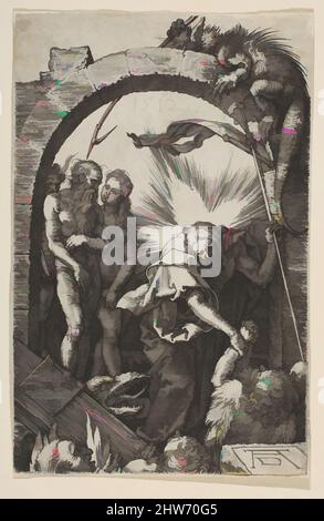 Arte ispirata da Cristo in Limbo, dalla Passione, 1512, incisione, foglio: 4 9/16 x 2 15/16 in. (11,6 x 7,4 cm), Prints, Albrecht Dürer (tedesco, Norimberga 1471–1528 Norimberga, opere classiche modernizzate da Artotop con un tocco di modernità. Forme, colore e valore, impatto visivo accattivante sulle emozioni artistiche attraverso la libertà delle opere d'arte in modo contemporaneo. Un messaggio senza tempo che persegue una nuova direzione selvaggiamente creativa. Artisti che si rivolgono al supporto digitale e creano l'NFT Artotop Foto Stock