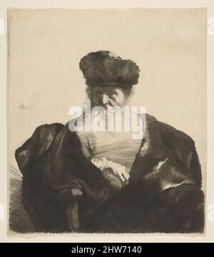 Arte ispirata all'uomo antico con barba, cappellino in pelliccia e velluto, ca. 1631, attacco chimico; secondo stato, foglio: 5 15/16 x 5 1/4" (15,1 x 13,3 cm), Prints, Rembrandt (Rembrandt van Rijn) (olandese, Leiden 1606–1669 Amsterdam, opere classiche modernizzate da Artotop con un tocco di modernità. Forme, colore e valore, impatto visivo accattivante sulle emozioni artistiche attraverso la libertà delle opere d'arte in modo contemporaneo. Un messaggio senza tempo che persegue una nuova direzione selvaggiamente creativa. Artisti che si rivolgono al supporto digitale e creano l'NFT Artotop Foto Stock