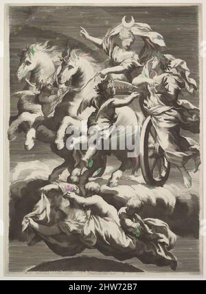 Arte ispirata da Diana nel suo Chariot (la Lune sur son char), 1633, incisione, foglio: 10 15/16 x 7 1/2 in. (27,8 x 19 cm), Prints, Claude Mellan (francese, Abbeville 1598–1688 Parigi), dopo Pietro da Cortona (Pietro Berrettini) (italiano, Cortona 1596–1669 Roma, opere classiche modernizzate da Artotop con un tuffo di modernità. Forme, colore e valore, impatto visivo accattivante sulle emozioni artistiche attraverso la libertà delle opere d'arte in modo contemporaneo. Un messaggio senza tempo che persegue una nuova direzione selvaggiamente creativa. Artisti che si rivolgono al supporto digitale e creano l'NFT Artotop Foto Stock