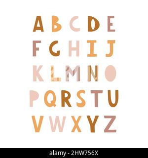 Alfabeto ABC colorato con lettere multicolore isolate su sfondo bianco in moderno stile piatto. Illustrazione vettoriale Illustrazione Vettoriale
