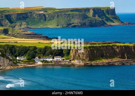 Portbradden, White Park Bay, Contea di Antrim, Irlanda del Nord Foto Stock