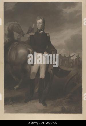 Arte ispirata dal generale Andrew Jackson, 1828 giugno, incisione; secondo stato di due, foglio: 23 13/16 x 16 5/16 poll. (60,5 x 41,4 cm), Prints, Asher Brown Durand (American, Jefferson, New Jersey 1796–1886 Maplewood, New Jersey), dopo John Vanderlyn (American, Kingston, New York 1775–1852, opere classiche modernizzate da Artotop con un tuffo di modernità. Forme, colore e valore, impatto visivo accattivante sulle emozioni artistiche attraverso la libertà delle opere d'arte in modo contemporaneo. Un messaggio senza tempo che persegue una nuova direzione selvaggiamente creativa. Artisti che si rivolgono al supporto digitale e creano l'NFT Artotop Foto Stock