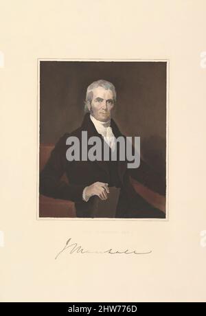 Art Inspired by Chief Justice John Marshall, 1833, incisione su colé di conchine, stampato con inchiostro rosso, marrone e nero; quarto stato di cinque, piatto: 9 5/16 x 6 9/16 pollici (23,7 x 16,7 cm), Asher Brown Durand (American, Jefferson, New Jersey 1796–1886 Maplewood, New Jersey), dopo Henry Inman (, opere classiche modernizzate da Artotop con un tuffo di modernità. Forme, colore e valore, impatto visivo accattivante sulle emozioni artistiche attraverso la libertà delle opere d'arte in modo contemporaneo. Un messaggio senza tempo che persegue una nuova direzione selvaggiamente creativa. Artisti che si rivolgono al supporto digitale e creano l'NFT Artotop Foto Stock