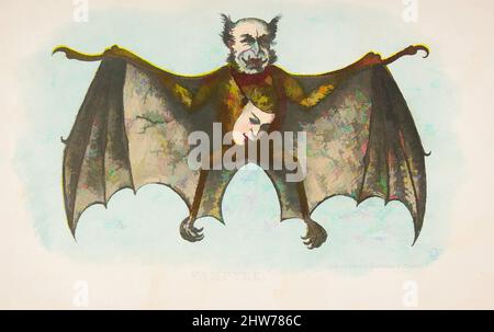 Arte ispirata a Vampyre, dal Comic Natural History of the Human Race, 1851, litografia a colori con acquerello e gomma, foglio: 7 1/16 x 10 13/16 pollici. (18 x 27,5 cm), Prints, Henry Louis Stephens (American, Philadelphia, Pennsylvania 1824–1882 Bayonne, New Jersey, opere classiche modernizzate da Artotop con un tuffo di modernità. Forme, colore e valore, impatto visivo accattivante sulle emozioni artistiche attraverso la libertà delle opere d'arte in modo contemporaneo. Un messaggio senza tempo che persegue una nuova direzione selvaggiamente creativa. Artisti che si rivolgono al supporto digitale e creano l'NFT Artotop Foto Stock