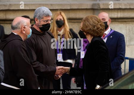 Madrid, Madrid, Spagna. 4th Mar 2022. L'ex regina Sofia partecipa al tradizionale ringraziamento al Cristo di Medinaceli nella Chiesa di Gesù di Medinaceli il 4 marzo 2022 a Madrid, Spagna (Credit Image: © Jack Abuin/ZUMA Press Wire) Foto Stock