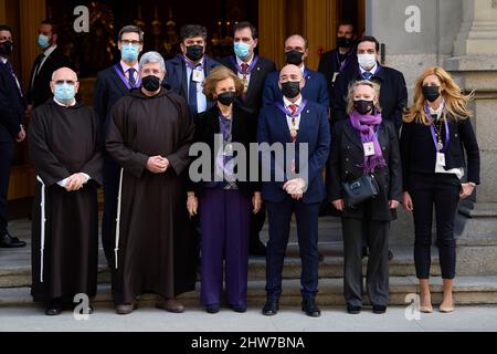 4 marzo 2022, Madrid, Madrid, Spagna: L'ex regina Sofia partecipa al tradizionale ringraziamento al Cristo di Medinaceli nella Chiesa di Gesù di Medinaceli il 4 marzo 2022 a Madrid, Spagna (Credit Image: © Jack Abuin/ZUMA Press Wire) Foto Stock