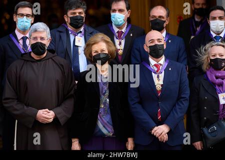 4 marzo 2022, Madrid, Madrid, Spagna: L'ex regina Sofia partecipa al tradizionale ringraziamento al Cristo di Medinaceli nella Chiesa di Gesù di Medinaceli il 4 marzo 2022 a Madrid, Spagna (Credit Image: © Jack Abuin/ZUMA Press Wire) Foto Stock