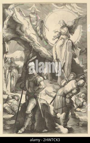 Arte ispirata alla Risurrezione, dalla Passione di Cristo, ca. 1598–1617, incisione, foglio: 7 5/8 poll. x 5 poll. (19,4 x 12,7 cm), Prints, Anonymous, dopo Hendrick Goltzius (Netherlandish, Mühlbracht 1558–1617 Haarlem, opere classiche modernizzate da Artotop con un tuffo di modernità. Forme, colore e valore, impatto visivo accattivante sulle emozioni artistiche attraverso la libertà delle opere d'arte in modo contemporaneo. Un messaggio senza tempo che persegue una nuova direzione selvaggiamente creativa. Artisti che si rivolgono al supporto digitale e creano l'NFT Artotop Foto Stock