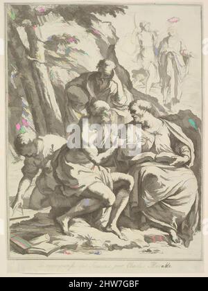 Art Inspired by la recompense des Sciences, 1640–1713, Etching, foglio: 16 5/16 x 14 poll. (41,5 x 35,5 cm), stampe, dopo Carlo Maratti (italiano, Camerano 1625–1713 Roma, opere classiche modernizzate da Artotop con un tuffo di modernità. Forme, colore e valore, impatto visivo accattivante sulle emozioni artistiche attraverso la libertà delle opere d'arte in modo contemporaneo. Un messaggio senza tempo che persegue una nuova direzione selvaggiamente creativa. Artisti che si rivolgono al supporto digitale e creano l'NFT Artotop Foto Stock
