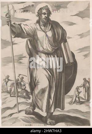 Arte ispirata a San Giuda Taddeo da "Cristo, Maria e gli Apostoli", fine 16th secolo, incisione; Primo stato di due (Bartsch), foglio: 20 1/2 x 14 7/8" (52 x 37,8 cm), Prints, Antonio Tempesta (Firenze 1555–1630 Roma, opere classiche modernizzate da Artotop con un tuffo di modernità. Forme, colore e valore, impatto visivo accattivante sulle emozioni artistiche attraverso la libertà delle opere d'arte in modo contemporaneo. Un messaggio senza tempo che persegue una nuova direzione selvaggiamente creativa. Artisti che si rivolgono al supporto digitale e creano l'NFT Artotop Foto Stock