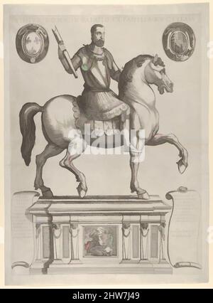 Arte ispirata alla Statua equestre di Enrico II, re di Francia, nel Palazzo Rucellai di Daniele de Volterra, pubblicato all'inizio del 17th secolo, incisione, foglio: 15 3/4 x 20 1/2 in. (40 x 52 cm), Prints, Antonio Tempesta (Firenze 1555–1630 Roma), dopo Daniele da Volterra (Daniele, opere classiche modernizzate da Artotop con un tuffo di modernità. Forme, colore e valore, impatto visivo accattivante sulle emozioni artistiche attraverso la libertà delle opere d'arte in modo contemporaneo. Un messaggio senza tempo che persegue una nuova direzione selvaggiamente creativa. Artisti che si rivolgono al supporto digitale e creano l'NFT Artotop Foto Stock