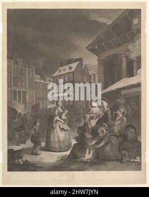 Arte ispirata dal mattino (i quattro tempi del giorno), 25 marzo 1738, incisione; secondo stato di due, piatto: 19 7/16 x 15 3/4 pollici (49,3 x 40 cm), Prints, William Hogarth (Londra 1697–1764 Londra, opere classiche modernizzate da Artotop con un tuffo di modernità. Forme, colore e valore, impatto visivo accattivante sulle emozioni artistiche attraverso la libertà delle opere d'arte in modo contemporaneo. Un messaggio senza tempo che persegue una nuova direzione selvaggiamente creativa. Artisti che si rivolgono al supporto digitale e creano l'NFT Artotop Foto Stock