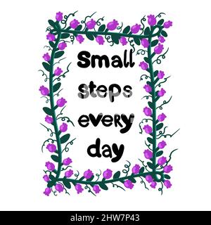 Testo messaggio fiori bacche cornice per adesivi e carte e riviste e poster, giornali e slogan Foto Stock