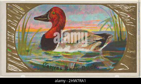 Art Inspired by Canvas-Back Duck, della serie Game Birds (N13) per Allen & Ginter Cigarettes Brands, 1889, litografia commerciale a colori, foglio: 1 1/2 x 2 3/4 in. (3,8 x 7 cm), carte commerciali della serie 'Game Birds' (N13), pubblicato nel 1889 in un set di 50 carte per promuovere Allen, opere classiche modernizzate da Artotop con un tuffo di modernità. Forme, colore e valore, impatto visivo accattivante sulle emozioni artistiche attraverso la libertà delle opere d'arte in modo contemporaneo. Un messaggio senza tempo che persegue una nuova direzione selvaggiamente creativa. Artisti che si rivolgono al supporto digitale e creano l'NFT Artotop Foto Stock