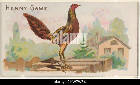 Art Inspired by Henny Game, della serie Prize and Game Chickens (N20) per Allen & Ginter Cigarettes, 1891, litografia commerciale a colori, foglio: 1 1/2 x 2 3/4 pollici. (3,8 x 7 cm), carte commerciali della serie 'Premi e polli di gioco' (N20), pubblicato nel 1891 in un set di 50 carte da promuovere, opere classiche modernizzate da Artotop con un tuffo di modernità. Forme, colore e valore, impatto visivo accattivante sulle emozioni artistiche attraverso la libertà delle opere d'arte in modo contemporaneo. Un messaggio senza tempo che persegue una nuova direzione selvaggiamente creativa. Artisti che si rivolgono al supporto digitale e creano l'NFT Artotop Foto Stock