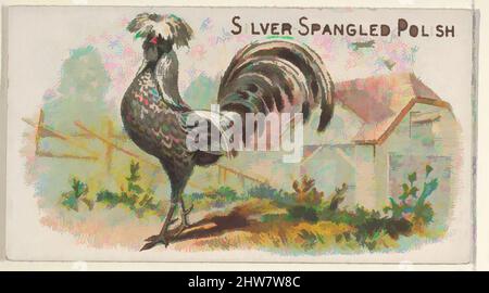 Art Inspired by Silver-Spangled Polish, from the Prize and Game Chickens series (N20) for Allen & Ginter Cigarettes, 1891, Commercial color litograph, Sheet: 1 1/2 x 2 3/4 in. (3,8 x 7 cm), carte commerciali della serie 'Prize and Game Chickens' (N20), pubblicato nel 1891 in un set di 50, opere classiche modernizzate da Artotop con un tuffo di modernità. Forme, colore e valore, impatto visivo accattivante sulle emozioni artistiche attraverso la libertà delle opere d'arte in modo contemporaneo. Un messaggio senza tempo che persegue una nuova direzione selvaggiamente creativa. Artisti che si rivolgono al supporto digitale e creano l'NFT Artotop Foto Stock