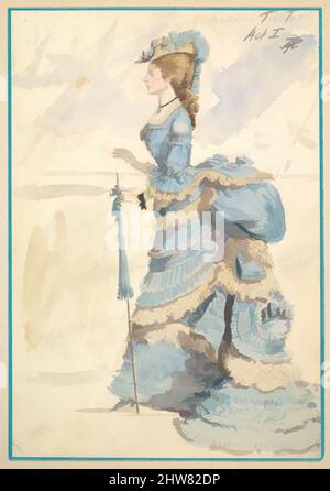 Art Inspired by Costume Design for 'Madame Trentoni', Act i, 1901, Watercolors over graphite, Mount: 11 x 8 1/8 in. (27,9 x 20,6 cm), Percy Anderson (British, 1850/51–1928 London), Design per il costume di 'Madame Trentoni' per il primo atto del gioco 'Captain Jinks of the Horse, opere classiche modernizzate da Artotop con un tuffo di modernità. Forme, colore e valore, impatto visivo accattivante sulle emozioni artistiche attraverso la libertà delle opere d'arte in modo contemporaneo. Un messaggio senza tempo che persegue una nuova direzione selvaggiamente creativa. Artisti che si rivolgono al supporto digitale e creano l'NFT Artotop Foto Stock