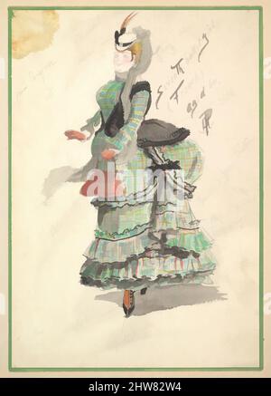 Art Inspired by Costume Design for 'Seventh Ballet Girl (French) Aged 60', 1901, Watercolors over graphite, Overall: 11 1/2 x 8 5/8 x 1 3/16 in. (29,2 x 21,9 x 3 cm), Percy Anderson (British, 1850/51–1928 London), Design for the Costume for 'Seventh Ballet Girl (French) Aged 60' per, opere classiche modernizzate da Artotop con un tocco di modernità. Forme, colore e valore, impatto visivo accattivante sulle emozioni artistiche attraverso la libertà delle opere d'arte in modo contemporaneo. Un messaggio senza tempo che persegue una nuova direzione selvaggiamente creativa. Artisti che si rivolgono al supporto digitale e creano l'NFT Artotop Foto Stock