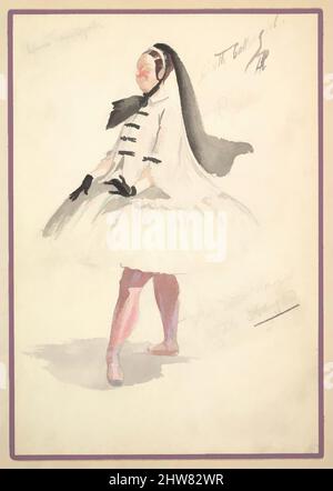 Art Inspired by Costume Design for 'Sxth Ballet Girl', 1901, Watercolours over graphite, Mount: 11 x 8 1/8 poll. (28 x 20,6 cm), Percy Anderson (British, 1850/51–1928 London), Design per il costume di 'Sxth Ballet Girl' per il gioco 'Captain Jinks of the Horse Marines'. 'Sixth Ballet, opere classiche modernizzate da Artotop con un tuffo di modernità. Forme, colore e valore, impatto visivo accattivante sulle emozioni artistiche attraverso la libertà delle opere d'arte in modo contemporaneo. Un messaggio senza tempo che persegue una nuova direzione selvaggiamente creativa. Artisti che si rivolgono al supporto digitale e creano l'NFT Artotop Foto Stock