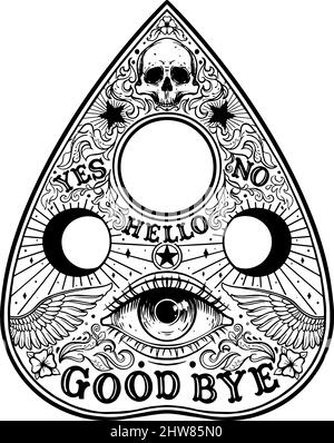 Illustrazione grafica della scheda di Ouija Planchette Illustrazione Vettoriale