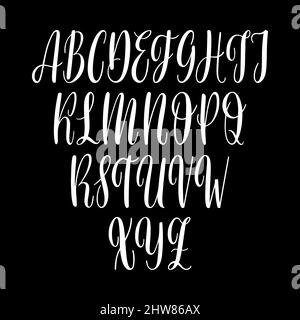 Font di script vettoriale calligrafico. Set di lettere maiuscole. Calligrafia a spazzola scritta a mano Illustrazione Vettoriale