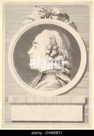 Art Inspired by Ritratto di Charles Gauzargues, 1767, incisione; primo stato di due (Bocher), foglio: 7 3/16 x 5 3/16 in. (18,3 x 13,1 cm), Prints, Augustin de Saint-Aubin (francese, Parigi 1736–1807 Parigi), dopo Charles Nicolas Cochin II (francese, Parigi 1715–1790 Parigi, opere classiche modernizzate da Artotop con un tuffo di modernità. Forme, colore e valore, impatto visivo accattivante sulle emozioni artistiche attraverso la libertà delle opere d'arte in modo contemporaneo. Un messaggio senza tempo che persegue una nuova direzione selvaggiamente creativa. Artisti che si rivolgono al supporto digitale e creano l'NFT Artotop Foto Stock