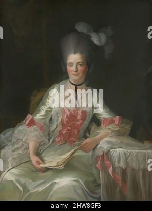 Arte ispirata a Marie Rinteau, chiamata Mademoiselle de Verrières, 1761, olio su tela, 45 1/2 x 34 5/8 pollici. (115,6 x 87,9 cm), dipinti, Franois Hubert Drouais (francese, Parigi 1727–1775 Parigi), la sitter è Marie Rinteau, che nel 1748 aveva dato alla luce una figlia illegittima, Marie, opere classiche modernizzate da Artotop con un tuffo di modernità. Forme, colore e valore, impatto visivo accattivante sulle emozioni artistiche attraverso la libertà delle opere d'arte in modo contemporaneo. Un messaggio senza tempo che persegue una nuova direzione selvaggiamente creativa. Artisti che si rivolgono al supporto digitale e creano l'NFT Artotop Foto Stock