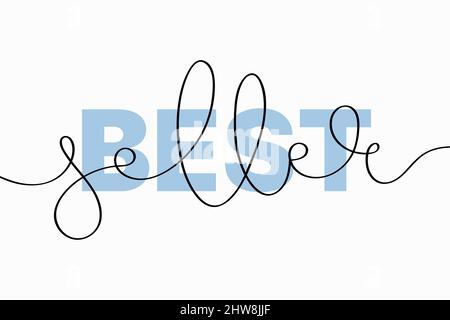 Lettere Best seller. Illustrazione vettoriale della tipografia creativa con testo disegnato a mano a una linea continuo isolato su sfondo bianco Illustrazione Vettoriale