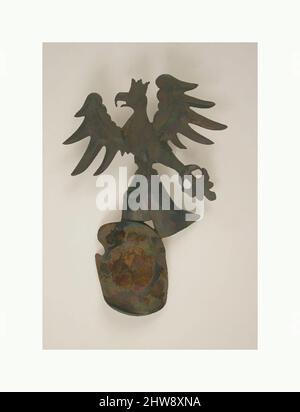 Arte ispirata a Escutcheon, inizio 20th secolo (originale del 14th secolo), polacco, dorato d'argento, smalto, totale: 5 3/4 x 3 15/16 x 13/16in. (14,6 x 10 x 2cm), riproduzioni in metallo, opere classiche modernizzate da Artotop con un tuffo di modernità. Forme, colore e valore, impatto visivo accattivante sulle emozioni artistiche attraverso la libertà delle opere d'arte in modo contemporaneo. Un messaggio senza tempo che persegue una nuova direzione selvaggiamente creativa. Artisti che si rivolgono al supporto digitale e creano l'NFT Artotop Foto Stock