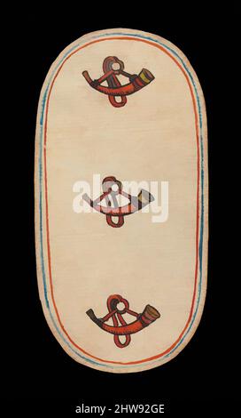 Arte ispirata a 3 dei corni, dalle carte da gioco dei chiostri, ca. 1475–80, prodotto in territori della Borgogna, Paesi Bassi del Sud, carta (quattro strati di cartoncino) con penna e inchiostro, vernice opaca, smalti, argento e oro applicati, 5 3/16 x 2 3/4 pollici. (13,2 x 7 cm), Miscellaneous-Paper, opere classiche modernizzate da Artotop con un tuffo di modernità. Forme, colore e valore, impatto visivo accattivante sulle emozioni artistiche attraverso la libertà delle opere d'arte in modo contemporaneo. Un messaggio senza tempo che persegue una nuova direzione selvaggiamente creativa. Artisti che si rivolgono al supporto digitale e creano l'NFT Artotop Foto Stock