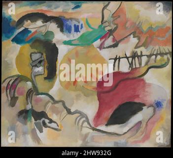 Arte ispirata all'improvvisazione 27 (Giardino dell'Amore II), 1912, olio su tela, 47 3/8 x 55 1/4 poll. (120,3 x 140,3 cm), dipinti, Vasily Kandinsky (francese (nato Russia), Mosca 1866–1944 Neuilly-sur-Seine), nel suo influente trattato, riguardante lo spirituale nell'arte, Kandinsky teorizzò a, opere classiche modernizzate da Artotop con un tuffo di modernità. Forme, colore e valore, impatto visivo accattivante sulle emozioni artistiche attraverso la libertà delle opere d'arte in modo contemporaneo. Un messaggio senza tempo che persegue una nuova direzione selvaggiamente creativa. Artisti che si rivolgono al supporto digitale e creano l'NFT Artotop Foto Stock