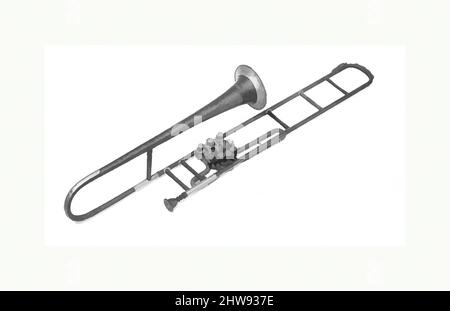 Arte ispirata dal Trombone Tenor Valve in B-flat, metà del 19th secolo, Praga, Repubblica Ceca, Repubblica Ceca, Ottone, nichel-argento, rame, lunghezza: 105cm (41 5/16in.) Diametro della campana: 13,6cm (5 3/8in.), Aerophone-labbro vibrato tromba / trombone, Wenzelslaus Schamal (ceco (Bohemian), Praga attiva, opere classiche modernizzate da Artotop con un tuffo di modernità. Forme, colore e valore, impatto visivo accattivante sulle emozioni artistiche attraverso la libertà delle opere d'arte in modo contemporaneo. Un messaggio senza tempo che persegue una nuova direzione selvaggiamente creativa. Artisti che si rivolgono al supporto digitale e creano l'NFT Artotop Foto Stock