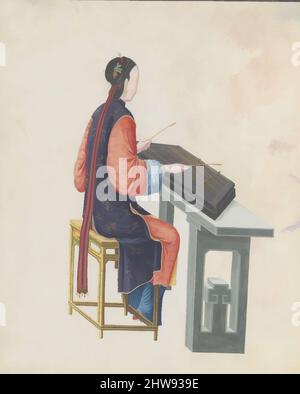 Arte ispirata da Watercolor del musicista che suona yangqin, fine 18th secolo, Cina, cinese, Watercolor su carta, Totale: 43,2 x 35,6 x 1,3cm (17 x 14 x 1/2in.), opere su carta, opere classiche modernizzate da Artotop con un tocco di modernità. Forme, colore e valore, impatto visivo accattivante sulle emozioni artistiche attraverso la libertà delle opere d'arte in modo contemporaneo. Un messaggio senza tempo che persegue una nuova direzione selvaggiamente creativa. Artisti che si rivolgono al supporto digitale e creano l'NFT Artotop Foto Stock