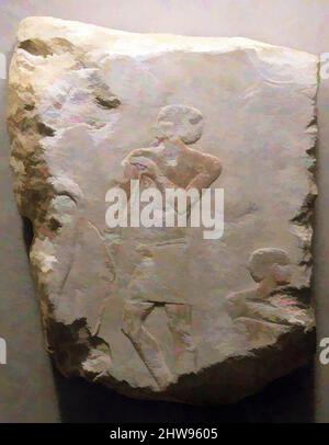 Arte ispirata da Relief raffigurante allevamento di bestiame, Antico Regno, Dinastia 6 (?), ca. 2323–2150 a.C., dall'Egitto, dalla regione di Membhite, dal Nord di Lisht, dal Cimitero, 1920–22, calcare, vernice, h. 48 cm (18 7/8 poll.); w. 40 cm (15 3/4 poll.), questo rilievo proviene da una scena di allevamento di bestiame o mungitura di mucca, opere classiche modernizzate da Artotop con un tuffo di modernità. Forme, colore e valore, impatto visivo accattivante sulle emozioni artistiche attraverso la libertà delle opere d'arte in modo contemporaneo. Un messaggio senza tempo che persegue una nuova direzione selvaggiamente creativa. Artisti che si rivolgono al supporto digitale e creano l'NFT Artotop Foto Stock