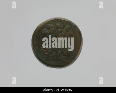 Arte ispirata da Coin di Tolomeo IV da un'ostia tolemaica, periodo tolemaico, 222–205 a.C., dall'Egitto, Alto Egitto, Tebe, Asasif, Birabi, 1915–16, Bronzo, Diam. 4,2 cm, un razzo di 162 monete tolemaiche che contenevano emissione di Tolomeo II, III e IV, ma apparentemente non più tardi re, era, opere classiche modernizzate da Artotop con un tuffo di modernità. Forme, colore e valore, impatto visivo accattivante sulle emozioni artistiche attraverso la libertà delle opere d'arte in modo contemporaneo. Un messaggio senza tempo che persegue una nuova direzione selvaggiamente creativa. Artisti che si rivolgono al supporto digitale e creano l'NFT Artotop Foto Stock