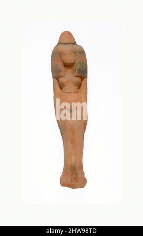 Arte ispirata da statuetta femminile in piedi che indossa grandi siepi e cono di cera, New Kingdom, Dynasty 18–19, ca. 1390–1186 a.C., dall'Egitto, ceramica, altezza: 17,5 cm (6 7/8 pollici), opere classiche modernizzate da Artotop con un tuffo di modernità. Forme, colore e valore, impatto visivo accattivante sulle emozioni artistiche attraverso la libertà delle opere d'arte in modo contemporaneo. Un messaggio senza tempo che persegue una nuova direzione selvaggiamente creativa. Artisti che si rivolgono al supporto digitale e creano l'NFT Artotop Foto Stock