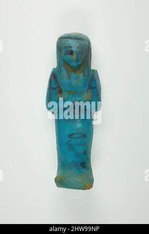 Art inspired by Worker Shabti of Henettawy (C), Daughter of Isetemkheb, Third Intermediate Period, Dynasty 21, ca. 990–970 B.C., From Egypt, Upper Egypt, Thebes, Deir el-Bahri, Tomb, Chamber B, Burial of Henettawy C (4), 1923–24, Faience, h. 11.9 × w. 4.3 × d. 3.6 cm (4 11/16 × 1 11/16, Classic works modernized by Artotop with a splash of modernity. Shapes, color and value, eye-catching visual impact on art. Emotions through freedom of artworks in a contemporary way. A timeless message pursuing a wildly creative new direction. Artists turning to the digital medium and creating the Artotop NFT Stock Photo