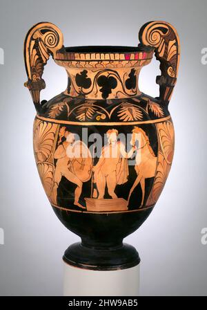 Arte ispirata a volute-krater di terracotta (ciotola per mescolare vino e acqua), tardo classica, ca. 340–300 a.C., etrusca, terracotta; figura rossa, H. 19 pollici (48,3 cm), vasi, ogni aspetto di questo vaso - forma, ornamento, scene figurali - mostra la reinterpretazione etrusca dei modelli greci a, opere classiche modernizzate da Artotop con un tuffo di modernità. Forme, colore e valore, impatto visivo accattivante sulle emozioni artistiche attraverso la libertà delle opere d'arte in modo contemporaneo. Un messaggio senza tempo che persegue una nuova direzione selvaggiamente creativa. Artisti che si rivolgono al supporto digitale e creano l'NFT Artotop Foto Stock