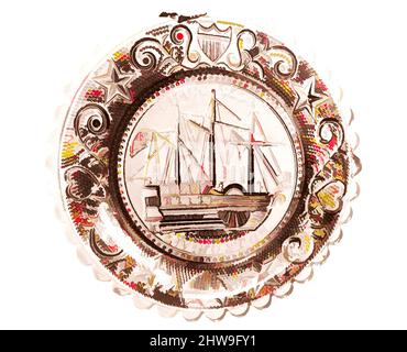 Arte ispirata a Cup Plate, ca. 1835, Made in Sandwich, Massachusetts, Stati Uniti, America, Lacy pressed Glass, Glass, Boston & Sandwich Glass Company (American, 1825–1888, Sandwich, Massachusetts, opere classiche modernizzate da Artotop con un tocco di modernità. Forme, colore e valore, impatto visivo accattivante sulle emozioni artistiche attraverso la libertà delle opere d'arte in modo contemporaneo. Un messaggio senza tempo che persegue una nuova direzione selvaggiamente creativa. Artisti che si rivolgono al supporto digitale e creano l'NFT Artotop Foto Stock